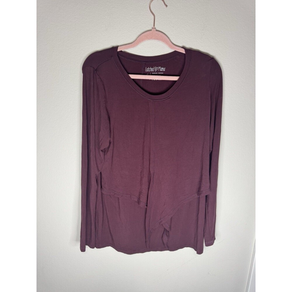 Latched Mama Purple Viscose Spandex Knit Layered Stretch Round Neck Top S